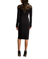 Tadashi Shoji Ebony Deep V Illusion Dress
