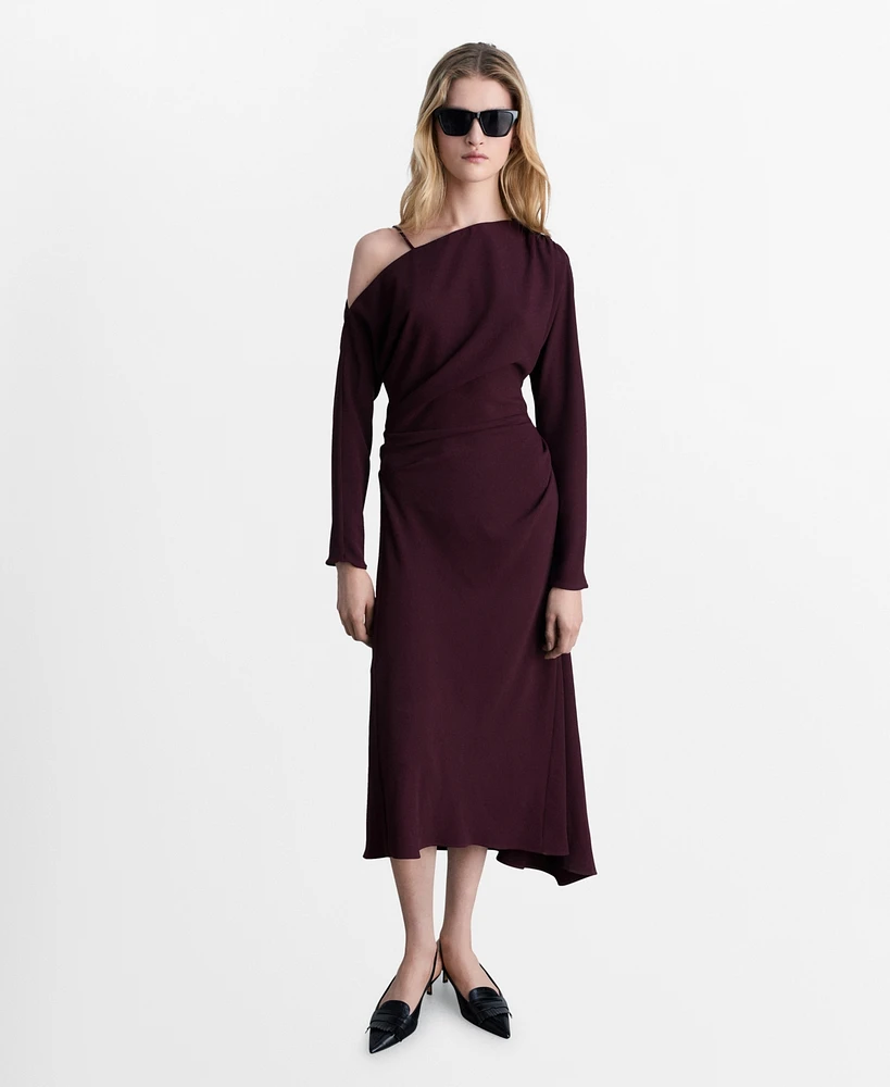 Mango Women's Asymmetrical Midi Dress