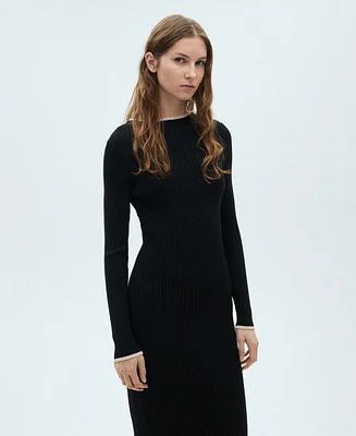 Mango Women's Contrast Ribbed Knit Dress