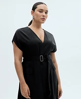 Mango Women's Asymmetrical Belted Dress