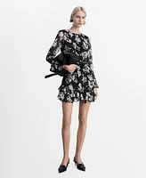 Mango Women's Ruffled Floral Print Dress