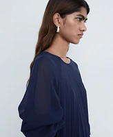 Mango Women's Bow Belt Pleated Dress