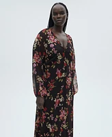 Mango Women's Floral Puff Sleeve Dress