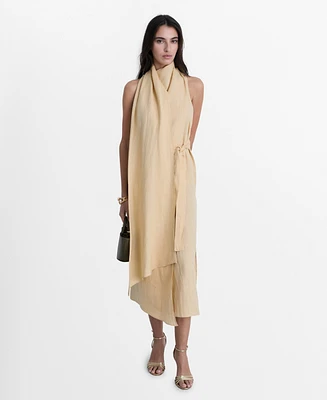 Mango Women's Belt Linen Dress