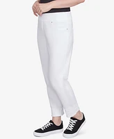 Ruby Rd. Petite Embroidered Extra Stretch White Denim Pants