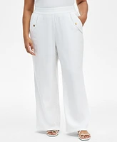 I.n.c. International Concepts Plus Pull-On Wide-Leg Pants, Exclusively at Macy's
