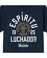 Modelo Espiritu Luchador Logo Crew Neck Short Sleeve Navy Men's T-shirt-3XL