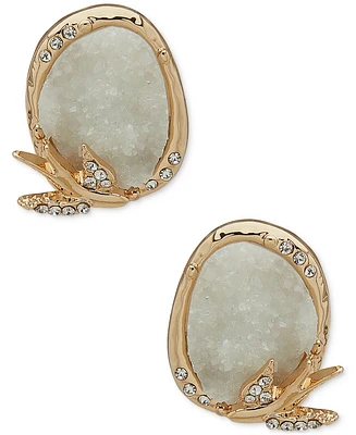 lonna & lilly Gold-Tone Pave Bird & Drusy Stone Stud Earrings