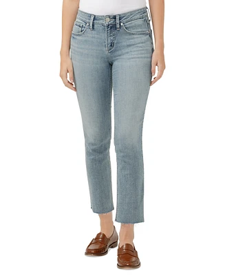 Silver Jeans Co. Women's Suki Mid-Rise Curvy-Fit Straight-Leg Cropped Denim