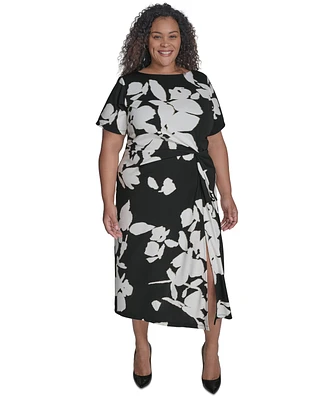 Dkny Plus Side-Twist Short-Sleeve Midi Dress
