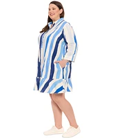 London Times Plus Printed Flounce-Hem Shift Dress