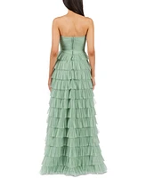 B Darlin Juniors' Strapless Ruffle-Skirt Gown