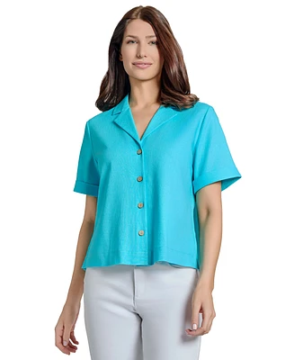 Jones New York Women's Notch-Collar Short-Sleeve Shirt