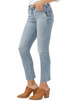 Silver Jeans Co. Women's Most Wanted Distressed Frayed-Cuff Straight-Leg Ankle