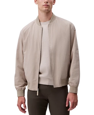 Calvin Klein Men's Relaxed Fit Seersucker Zip-Front Bomber Jacket