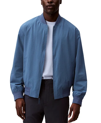 Calvin Klein Men's Relaxed Fit Seersucker Zip-Front Bomber Jacket