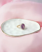 Rose de France (2-1/10 ct. t.w.), Amethyst (1/2 ct. t.w.) & Diamond (1/20 ct. t.w.) Statement Ring in 14k Gold