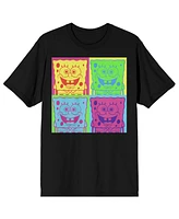 Spongebob Squarepants Neon Squares Crew Neck Short Sleeve Men's Black T-shirt-3XL