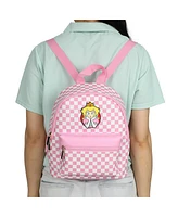 Super Mario Bros Princess Peach 10.6" Pink & White Checkered Mini Backpack