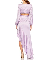 Women's Cut Out Asymmetrical Ruffled Gown