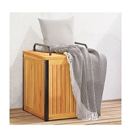 Patio Cushion Box 17.7"x17.7"x17.7"/20.9" Solid Wood Acacia and Steel