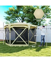 Outsunny 11ft Pop Up Gazebo Screen Tent with Removable Roof, Dark