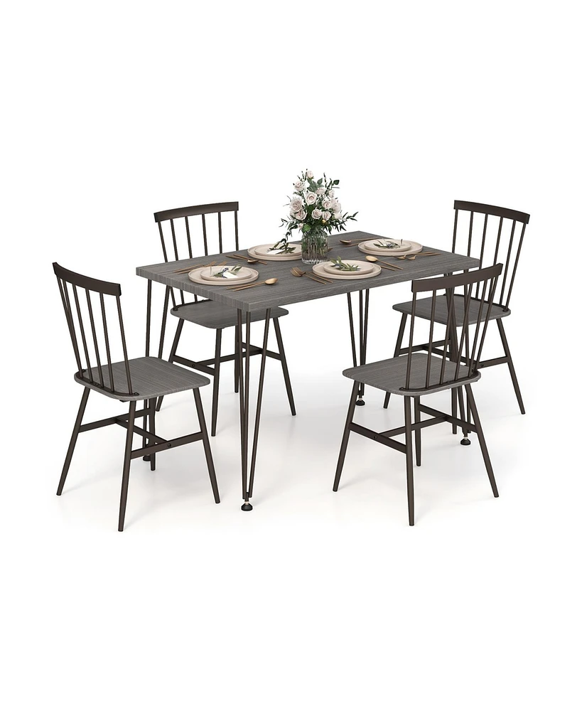 5-Piece Dining Table Set for 4 with 360 Swivel Feet for Small Place