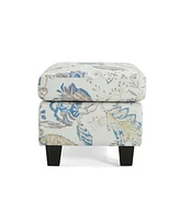 Springfield Upholstered Ottoman, Beige&Blue