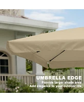 8 ft. x 10 Square Crank Design Skirt with Skylight Outdoor Market Umbrella Navy Blue Base