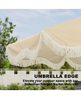 9 ft. Unique Design Crank Outdoor Market Umbrella Beige with Full Fiberglass Rib and Base