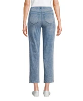 Lands' End Women's Tall Starfish High Rise Knit Denim Straight Crop Jeans