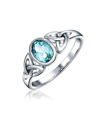 Bling Jewelry Oval Moonstone Amethyst Blue Topaz Bff Sorority Sister Friendship Celtic Trinity Knot Triquetra Ring .925 Sterling Silver