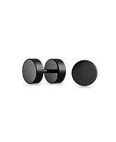 Bling Jewelry d Black Bar Bell 8MM Round Illusion Faux Ear Plug Earrings Surgical Steel 16G
