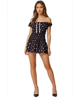 Edikted Womens Jonie Scrunch Polka Dot Mini Dress