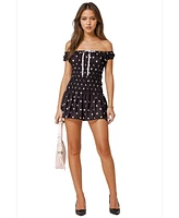 Edikted Womens Jonie Scrunch Polka Dot Mini Dress