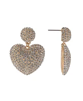 Laundry by Shelli Segal Gold Tone and Pave Crystal Stone Heart Earrings