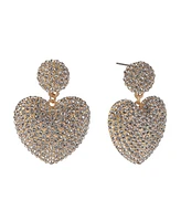 Laundry by Shelli Segal Gold Tone and Pave Crystal Stone Heart Earrings