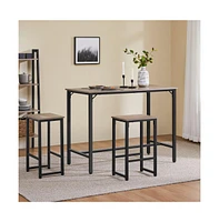 Yaheetech Industrial Counter Height Table Set with 2 Backless Stools