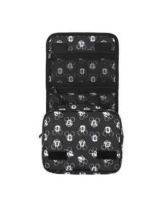 Disney Mickey Mouse Heads 6.5" Black Folding Hanging Toiletry Travel Bag