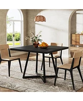 Tribesigns Square Dining Table for 4, 31.5" Industrial Dinner with Metal Base, Wood Kitchen Room, Small Space, Apartment