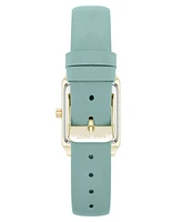 Nine West Women's Quartz Rectangular Gold-Tone and Mint Polyurethane Leather Band Watch, 29mm