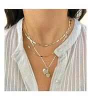 The Lovery Mother of Pearl Bar Necklace 14K Gold