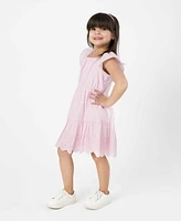 Rare Editions Toddler and Little Girls Tiered Ruched Eyelet Dress