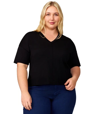 Melissa Paige Plus Seamed V-Neck Sweater, Exclusively at Macy's