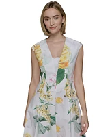 Karl Lagerfeld Paris Petite Allover Floral Midi Dress