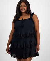 And Now This Trendy Plus Eyelet Cotton Sleeveless A-Line Dress, Exclusively at Macy's