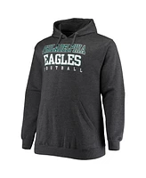 Men's Big and Tall Heathered Charcoal Philadelphia Eagles Practice Pullover Hoodie