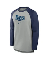 Nike Men's Heather Gray/Navy Tampa Bay Rays Authentic Collection Game Time Raglan Performance Long Sleeve T-Shirt