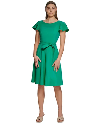 Calvin Klein Women's Flutter-Sleeve Tie-Waist Dress