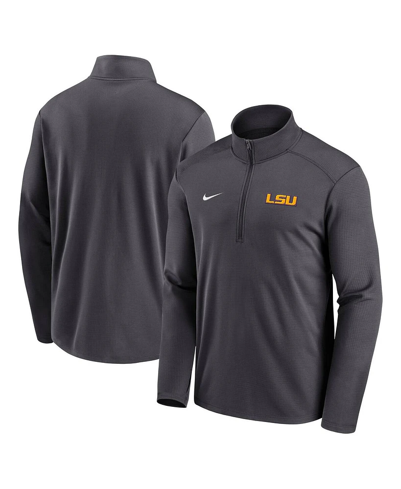 Nike Men's Anthracite Lsu Tigers Primetime Pacer Performance Half-Zip Top